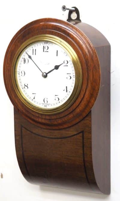 Rare Antique French 8 Day Timepiece Mahogany Miniature Drop Dial Wall Clock - Image 4