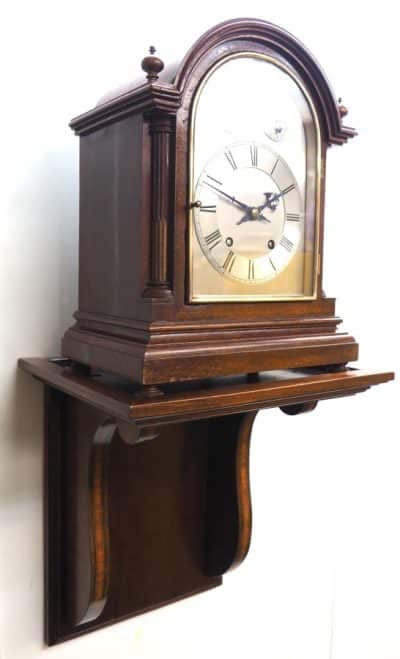 Antique German mahogany 8-Day Mantel Clock Quarter Striking Bracket Clock by HAC - Image 13