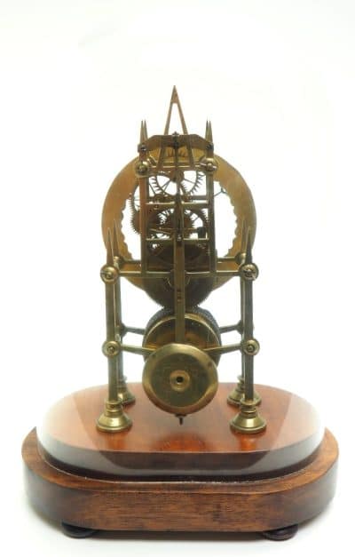 Antique English Fusee 8-Day Fusee Timepiece Mantel Clock All Under Dome 6 Spoke Wheels - Image 6