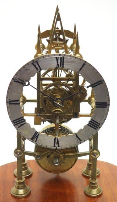 Antique English Fusee 8-Day Fusee Timepiece Mantel Clock All Under Dome 6 Spoke Wheels Antique Clocks 7