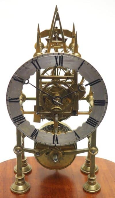 Antique English Fusee 8-Day Fusee Timepiece Mantel Clock All Under Dome 6 Spoke Wheels - Image 5