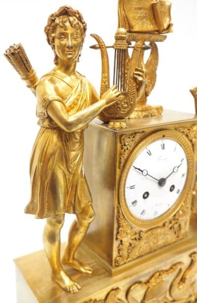 Fine French Empire Mantel Clock Sought Solid Bronze Ormolu Case