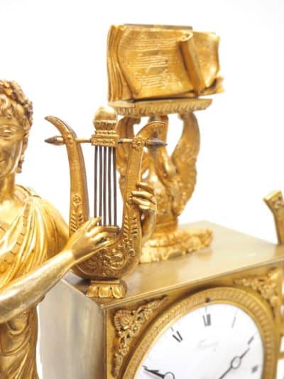 Fine French Empire Mantel Clock Sought Solid Bronze Ormolu Case