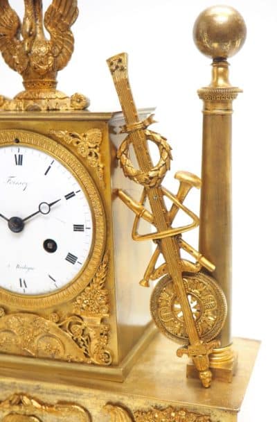 Fine French Empire Mantel Clock Sought Solid Bronze Ormolu Case