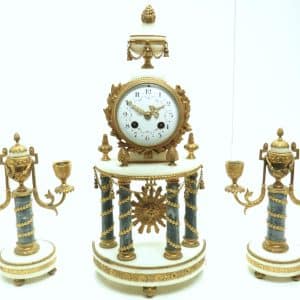 Ormolu & Marble Mantel Clock Set