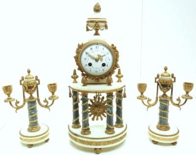 Ormolu & Marble Mantel Clock Set