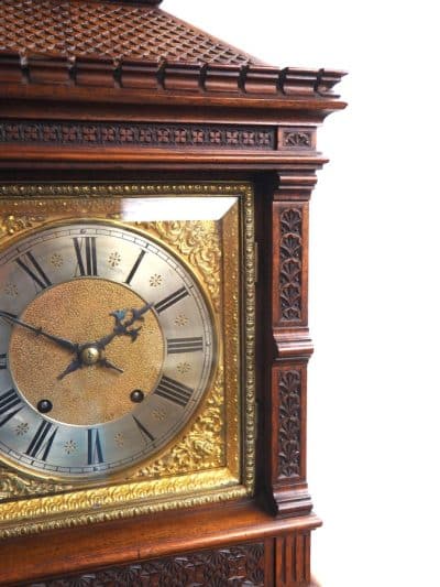 Superb Antique solid mahogany 8-Day Mantel Clock Ting Tang Striking Bracket Clock With Bracket