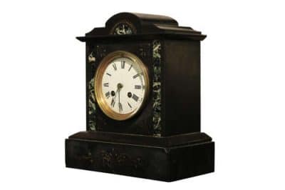 A Small Slate & Marble Mantel Clock Antique Clocks 4