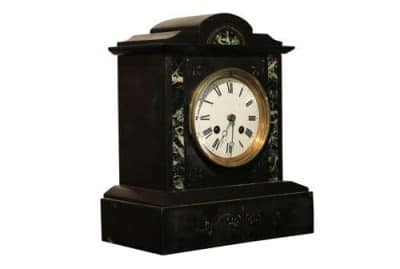 A Small Slate & Marble Mantel Clock Antique Clocks 5