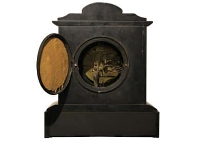 A Small Slate & Marble Mantel Clock Antique Clocks 6