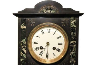 A Small Slate & Marble Mantel Clock Antique Clocks 7