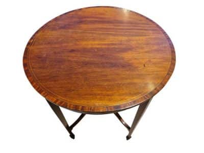 Edwardian Circular Mahogany String-Inlaid Occasional Table Antique Furniture 5