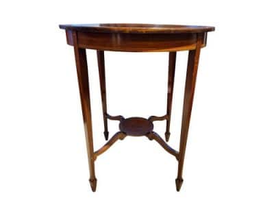 Edwardian Circular Mahogany String-Inlaid Occasional Table Antique Furniture 4