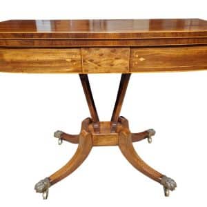 George III Mahogany and Satinwood Card Table Antique Furniture