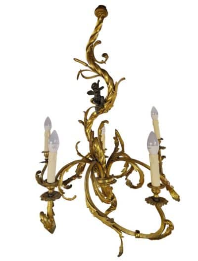 Gilt and Bronze Chandelier circa 1860 Antique Lighting 3