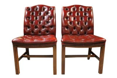 Pair of Burgundy Leather Gainsborough Style Chairs Antique Chairs 3