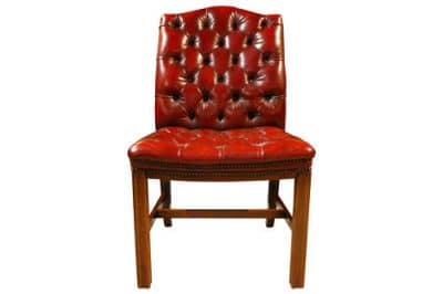 Pair of Burgundy Leather Gainsborough Style Chairs - Image 3