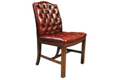 Pair of Burgundy Leather Gainsborough Style Chairs Antique Chairs 6
