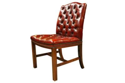 Pair of Burgundy Leather Gainsborough Style Chairs Antique Chairs 7