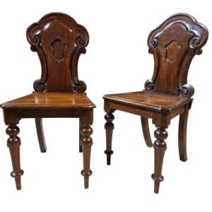 Pair of Victorian Mahogany Hall Chairs Antique Chairs
