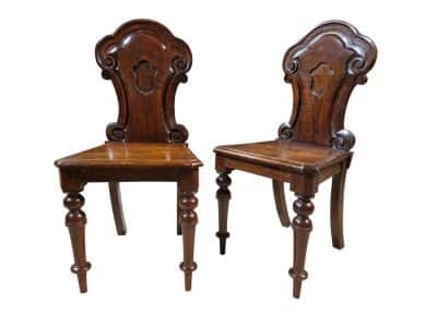 Pair of Victorian Mahogany Hall Chairs
