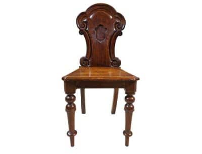 Pair of Victorian Mahogany Hall Chairs - Image 2