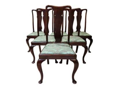 Set of 6 Queen Anne Style Dining Chairs Antique Chairs 3