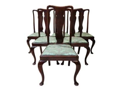 Set of 6 Queen Anne Style Dining Chairs