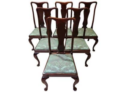 Set of 6 Queen Anne Style Dining Chairs Antique Chairs 4