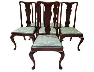 Set of 6 Queen Anne Style Dining Chairs Antique Chairs 5