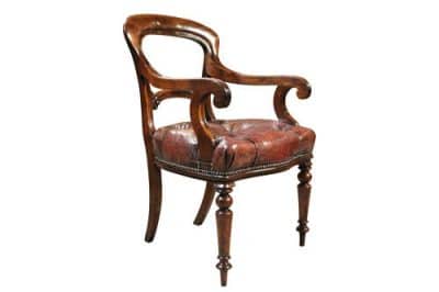 Victorian Mahogany and Leather Desk Chair Antique Chairs 4