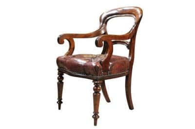 Victorian Mahogany and Leather Desk Chair Antique Chairs 5