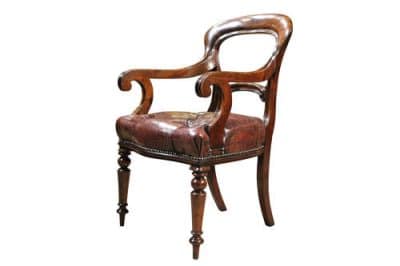 Victorian Mahogany and Leather Desk Chair - Image 3