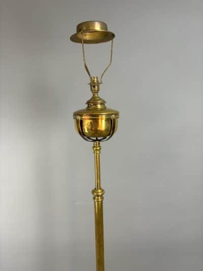 Arts & Crafts Brass Converted Oil Floor Lamp floor lamp Antique Lighting 7
