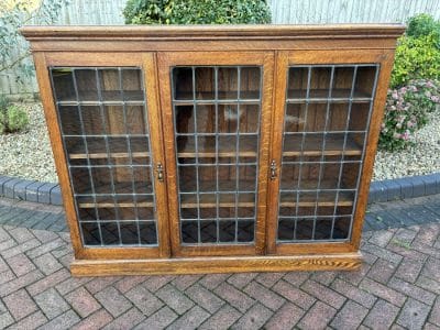 Arts & Crafts Glazed Oak Bookcase bookcase Antique Bookcases 3