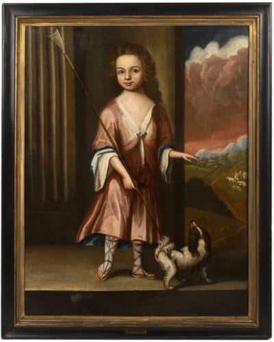 18th Oil Portraits Young Boy Jonathan King Circle Of Charles D’agar Antique Paintings Spaniel Dogs Large Oil Portrait Painting Antique Art 6