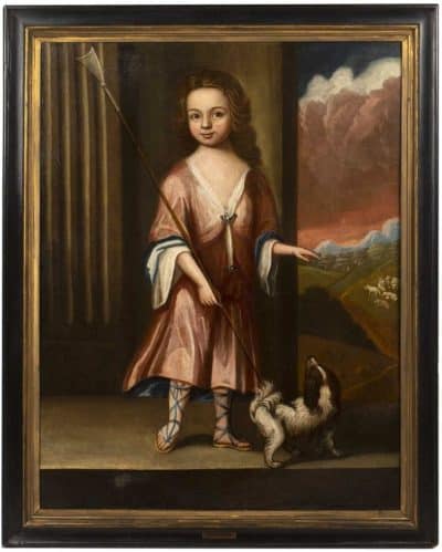 18th Oil Portraits Young Boy Jonathan King Circle Of Charles D'agar Antique Paintings Spaniel Dogs