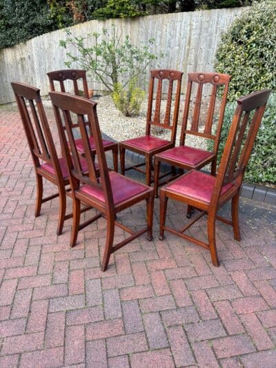 Set of Six Arts & Crafts Walnut Dining Chairs Antique dining chairs Antique Chairs 3