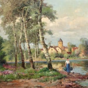 ANTOINE BOUVARD Oil painting (1870-1956) 19th century Antique Art