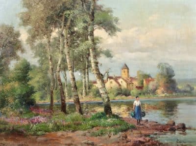 ANTOINE BOUVARD Oil painting (1870-1956) 19th century Antique Art 3