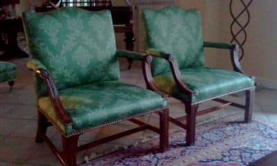 Timeless Style. A fine pair of Geo 111 style Gainsborough chairs.