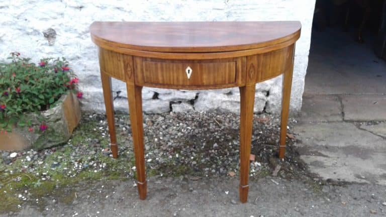 SOLD Georgian demi lune ( Half moon) mahogany foldover tea table