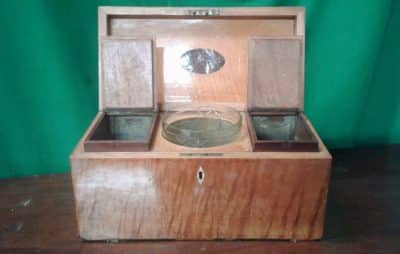 Geo 111 Fiddleback sycamore tea mixing caddy. 18th Cent Miscellaneous 5