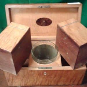 Geo 111 Fiddleback sycamore tea mixing caddy. 18th Cent Miscellaneous