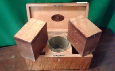 Geo 111 Fiddleback sycamore tea mixing caddy. 18th Cent Miscellaneous 3