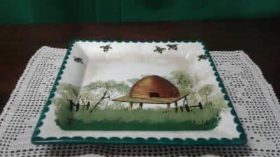 SOLD Scottish Pottery Wemyss beehive cheese dish on stand - Image 3