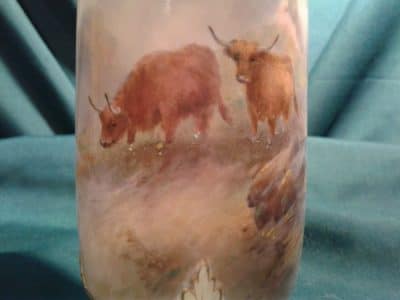 SOLD Worcester tube vase Highland cattle, Harry Stinton - Image 2