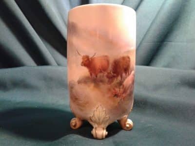 Worcester vase Highland cattle by, Harry Stinton Antiques Scotland Antique Ceramics 3