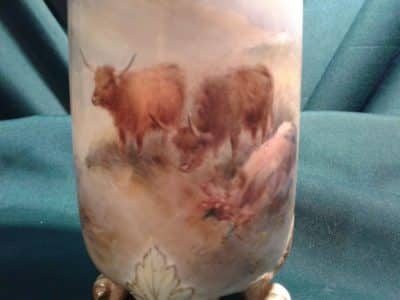 Worcester vase Highland cattle by, Harry Stinton Antiques Scotland Antique Ceramics 4