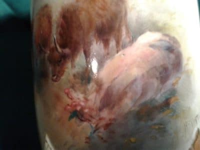 Worcester vase Highland cattle by, Harry Stinton - Image 4